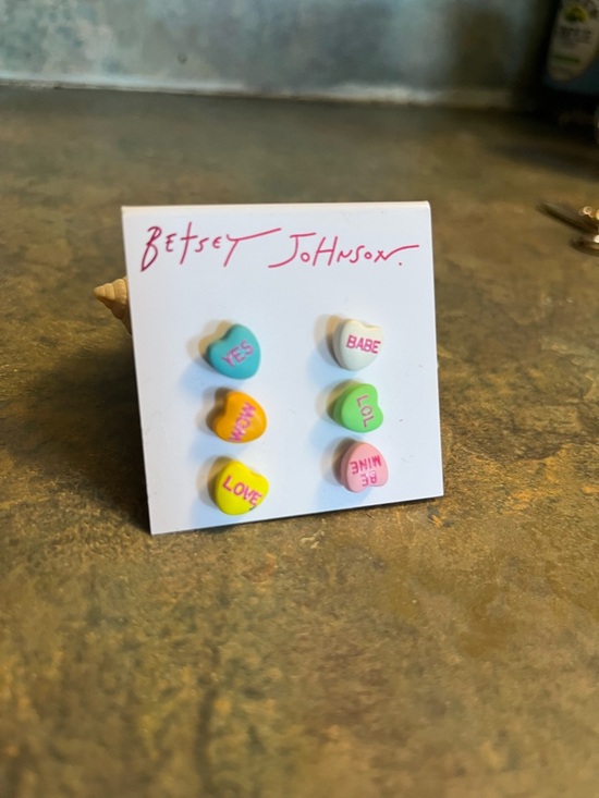 Betsey Johnson Jewelry - Betsey Johnson Pastel Candy Heart Stud Earring Set - Multi Pastels